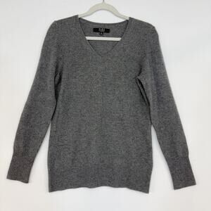 Alex Marie Cashmere Sweater Gray V-Neck Long Sleeves Women's Medium
